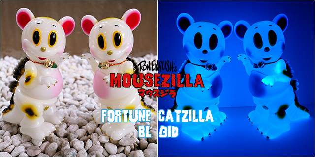 Ron English x BlackBook Toy( ロン・イングリッシュ)　Mousezilla:Fortune Cat BL GID painted by BBT
