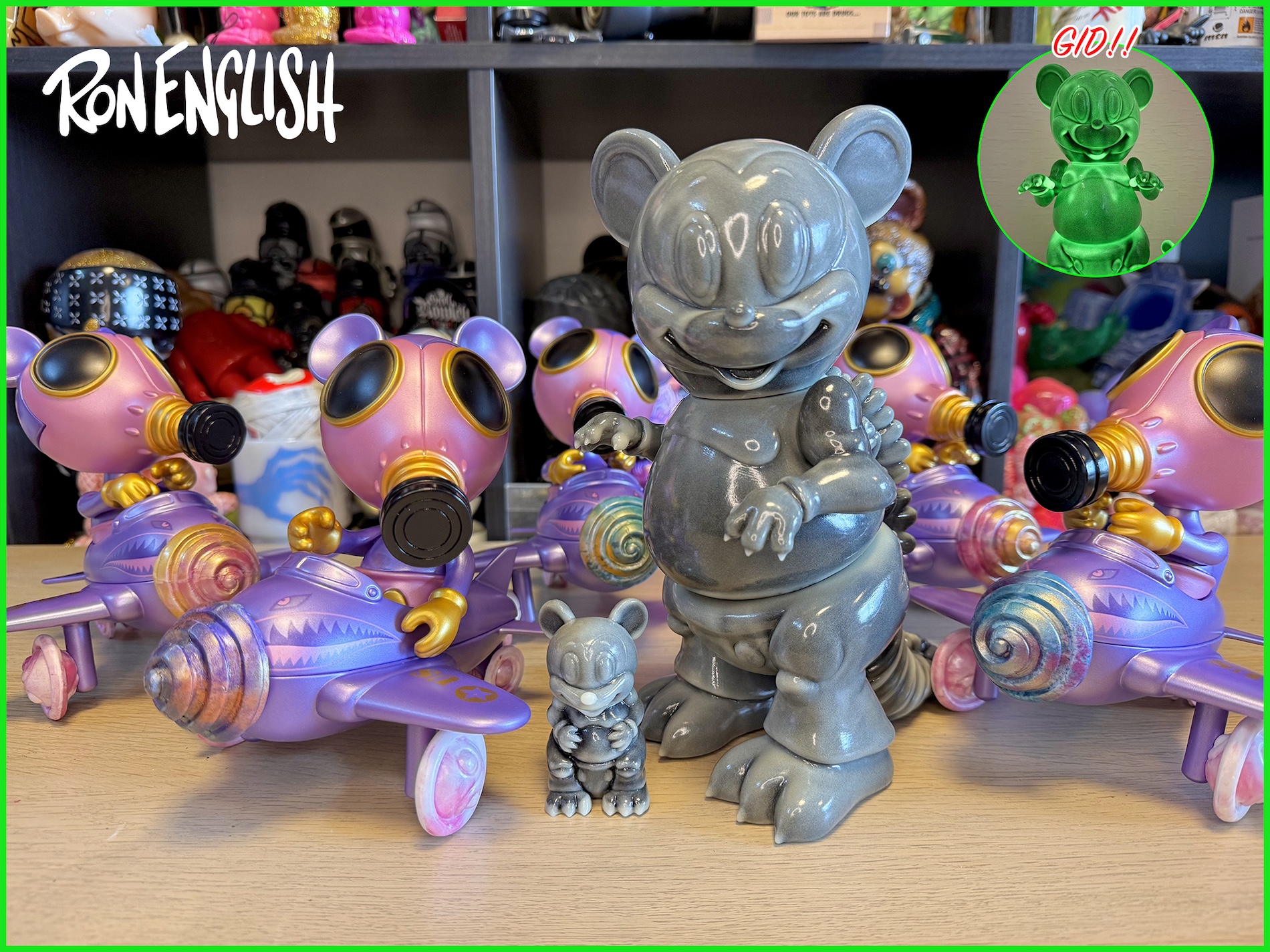 Ron English:Mousemask Murphy Airplane Disguised and Mousezilla BKxGID Lottery