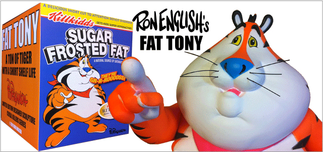 Ron English( ロン・イングリッシュ)　Fat Tony（ファット・トニー） 9インチフィギュア　Fluorescent Orange Open Edition