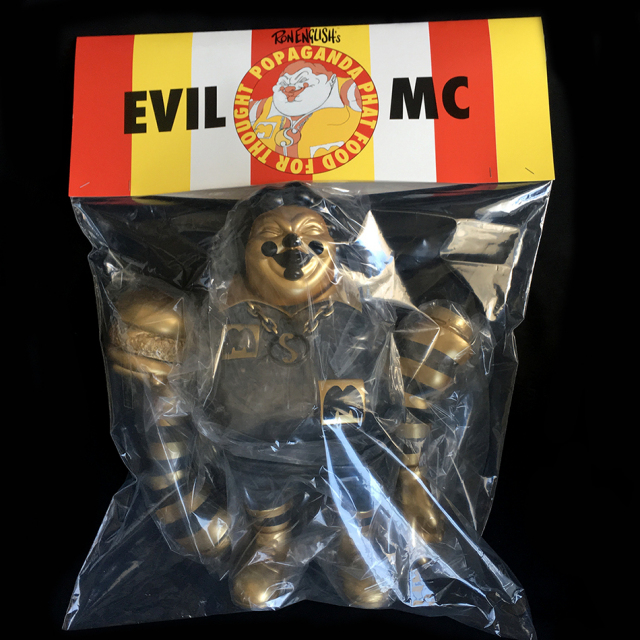 Ron English x BlackBook Toy( ロン・イングリッシュ):EVIL MC 16インチフィギュア Golden Boy