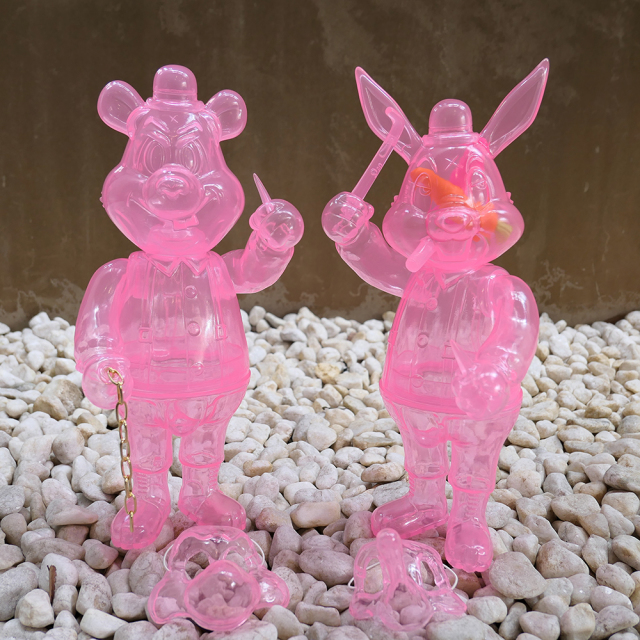 Frank Kozik x BlackBook Toy:A Clockwork Carrot Sakura Clear Lil Alex, Dim(not a set) with mini Carrots